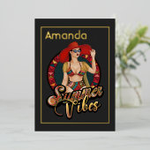 Summer Vibes Beach Geburtstagsfeier Folieneinladung (Stehend vorne)