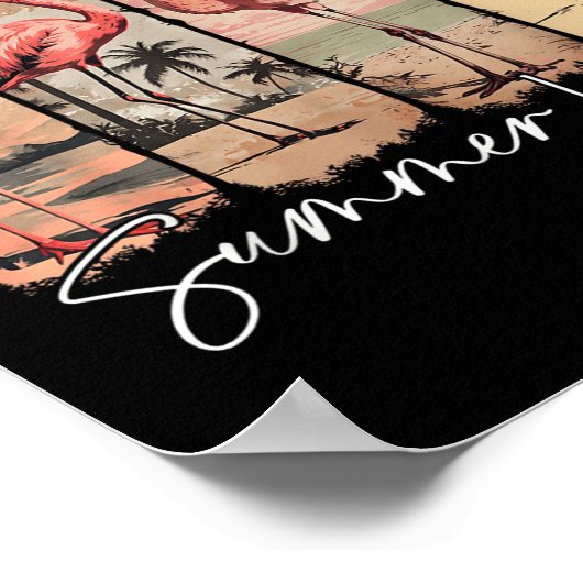 Summer Vibes Beach Pink Flamingo Palm Tree Sommer Poster (Ecke)