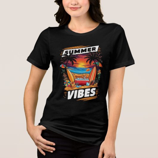 Summer Vibes Beach Scene T - Shirt - Tropischer Sp (Vorderseite)