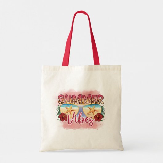 Summer Vibes Beach Tote Bag | Hallo Sommer Tragetasche (Rückseite)