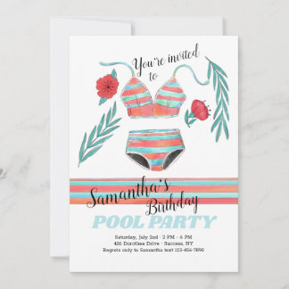 Summer Vibes Birthday Pool Party Einladung