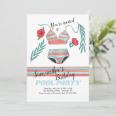 Summer Vibes Birthday Pool Party Einladung (Stehend Vorderseite)
