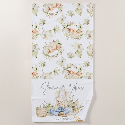 Summer Vibes | Boho Bachelorette Weekend Strandtuch (Vorderseite)