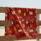 Summer Vibes | Boho Retro Summer Monogram Strandtuch