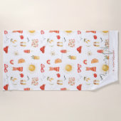 Summer Vibes | Boho Retro Summer Monogram Strandtuch (Vorderseite)