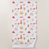 Summer Vibes | Boho Retro Summer Monogram Strandtuch (Vorderseite)