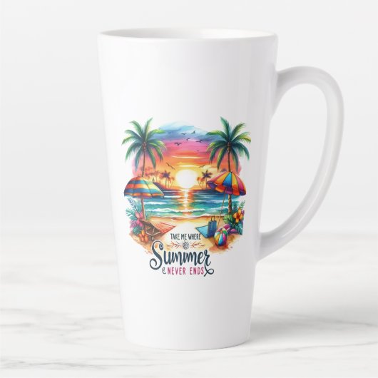 Summer Vibes Brushstroke Beach Sunset-34626 Milchtasse (Rechts)