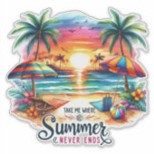 Summer Vibes Brushstroke Beach Sunset-34626 Sticke Aufkleber (Vorderseite)