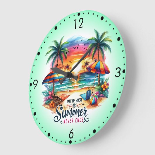 Summer Vibes Brushstroke Beach Sunset-34626 Sticke Große Wanduhr (Winkel)