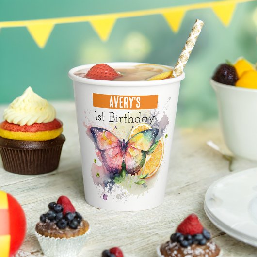 Summer vibes Butterfly - 1. Geburtstag - Pappbecher