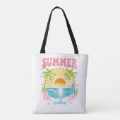 "Summer Vibes" Cheerful Boho Beach Palm Trees Tasche (Rückseite)