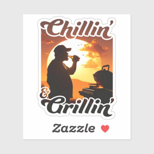 Summer Vibes Chillin’ & Grillin' Silhouette Aufkleber (Blatt)
