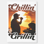 Summer Vibes Chillin’ & Grillin' Silhouette Magnet (Vorderseite)