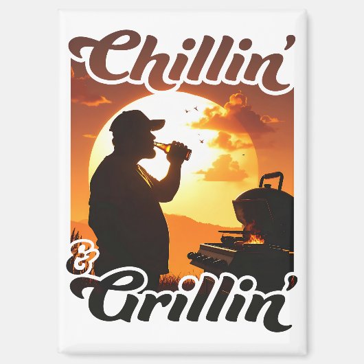 Summer Vibes Chillin’ & Grillin' Silhouette Magnet (Vorderseite)