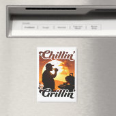 Summer Vibes Chillin’ & Grillin' Silhouette Magnet (In Situ (Geschirrspüler))
