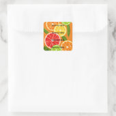Summer Vibes Citrus Design, farbenfrohe Frucht Gra Quadratischer Aufkleber (Tasche)
