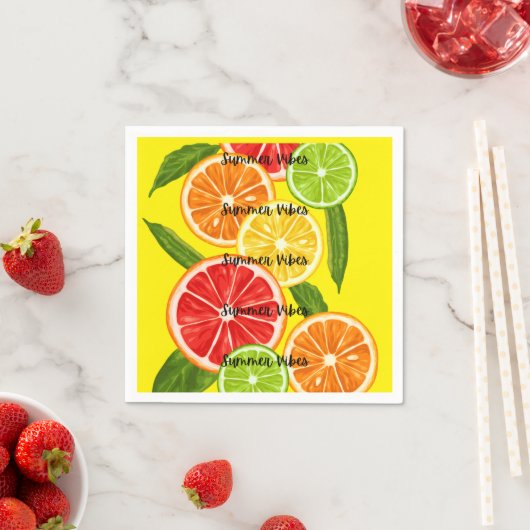 Summer Vibes Citrus Design, farbenfrohe Frucht Gra Serviette (Beispiel)