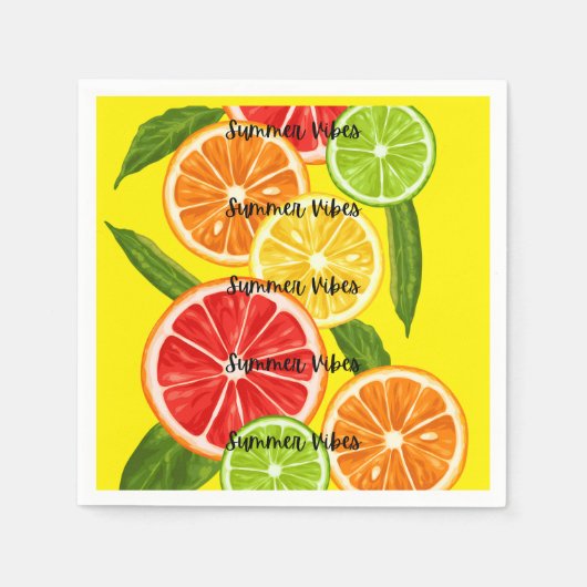 Summer Vibes Citrus Design, farbenfrohe Frucht Gra Serviette (Vorderseite)