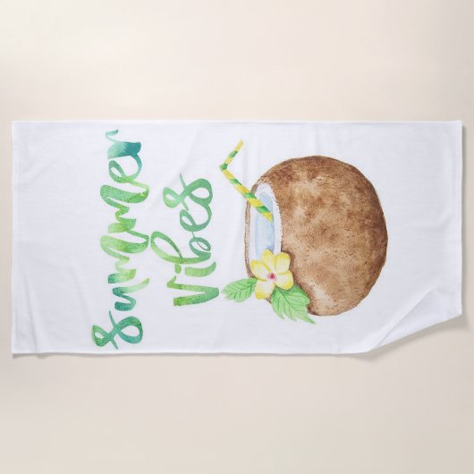 Summer Vibes Coconut Cup Strandtuch (Vorderseite)