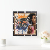 Summer Vibes Cool Drink Quadratische Wanduhr (Zuhause)