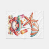 Summer Vibes Crab mit Popsicles Fleecedecke (Vorderseite (Horizontal))