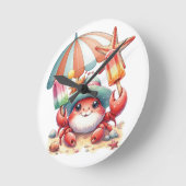 Summer Vibes Crab mit Popsicles Runde Wanduhr (Winkel)