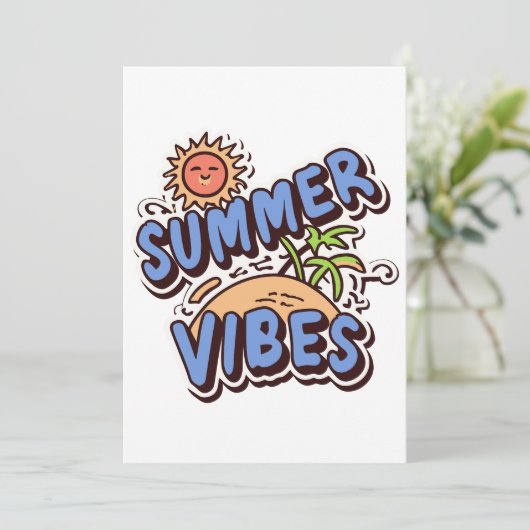 Summer Vibes Einladung (Stehend Vorderseite)