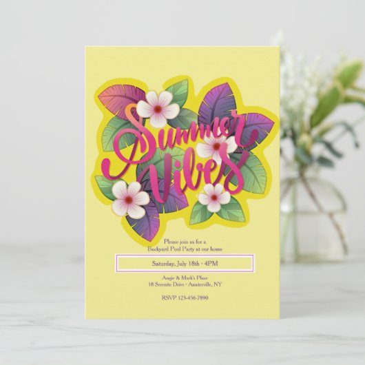 Summer Vibes Einladung (Stehend Vorderseite)