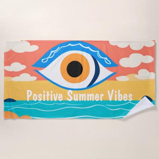 Summer Vibes Evil Eye Modern Beach Tower Strandtuch (Vorderseite)