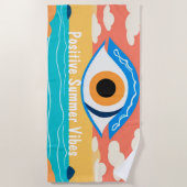 Summer Vibes Evil Eye Modern Beach Tower Strandtuch (Vorderseite)