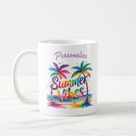Summer Vibes farbenfrohe Palmen Ozean personalisie Kaffeetasse