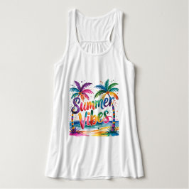 Summer Vibes farbenfrohe Palmen Ozean personalisie Tank Top