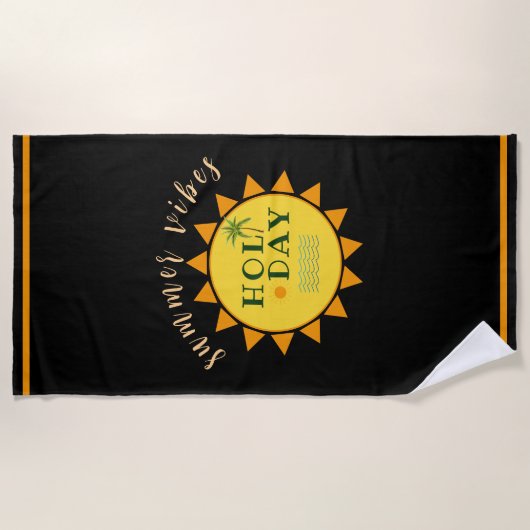 "Summer Vibes" Ferien Beach Handtuch (Vorderseite)