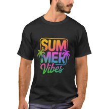 Summer Vibes Fun Retro Beach Vibe Graphic T - Shir