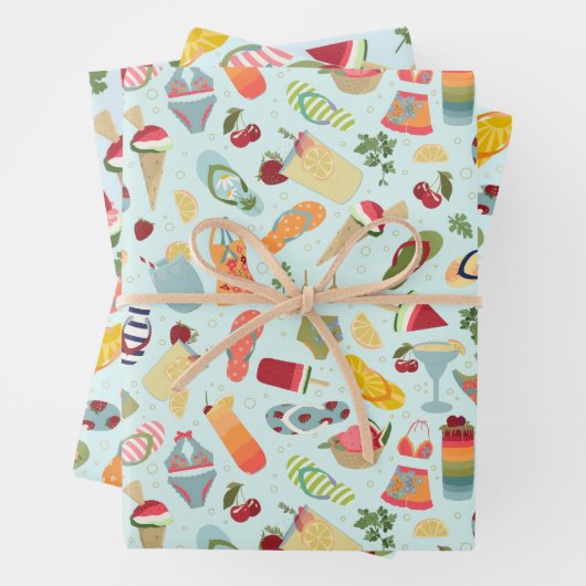 Summer Vibes Gift Wrap Geschenkpapier Set (Beispiel)