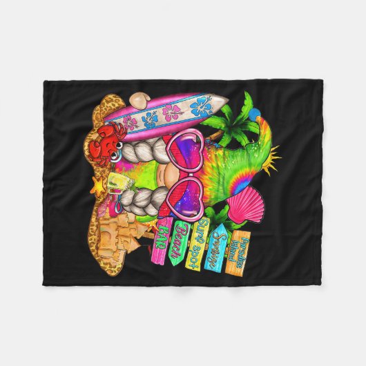 Summer Vibes Gnomes Beach Party Cute Gnome Hello S Fleecedecke (Vorderseite (Horizontal))