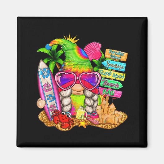 Summer Vibes Gnomes Beach Party Cute Gnome Hello S Magnet (Vorne)