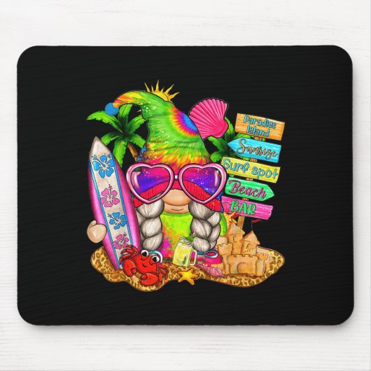 Summer Vibes Gnomes Beach Party Cute Gnome Hello S Mousepad (Vorne)