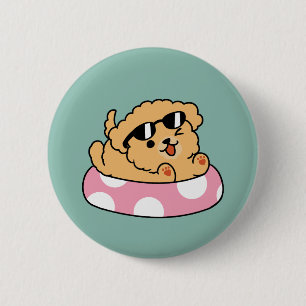 Summer Vibes Hund - Floating Welpe mit Sonnenbrill Button