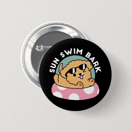 Summer Vibes Hund - Floating Welpe mit Sonnenbrill Button (Vorne & Hinten)