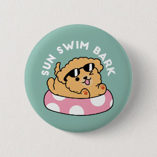 Summer Vibes Hund - Floating Welpe mit Sonnenbrill Button