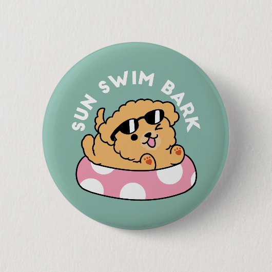 Summer Vibes Hund - Floating Welpe mit Sonnenbrill Button (Vorderseite)