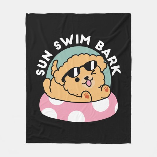 Summer Vibes Hund - Floating Welpe mit Sonnenbrill Fleecedecke (Vorderseite)