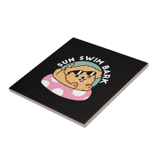 Summer Vibes Hund - Floating Welpe mit Sonnenbrill Fliese (Seite)