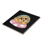 Summer Vibes Hund - Floating Welpe mit Sonnenbrill Fliese (Seite)