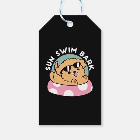 Summer Vibes Hund - Floating Welpe mit Sonnenbrill Geschenkanhänger (Vorderseite)