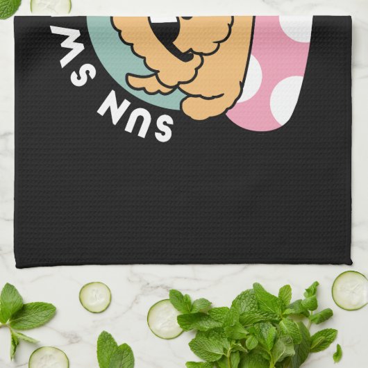 Summer Vibes Hund - Floating Welpe mit Sonnenbrill Geschirrtuch (Gefaltet)