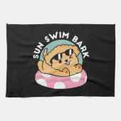 Summer Vibes Hund - Floating Welpe mit Sonnenbrill Geschirrtuch (Horizontal)