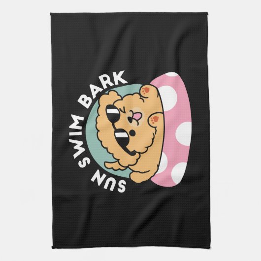 Summer Vibes Hund - Floating Welpe mit Sonnenbrill Geschirrtuch (Vertikal)