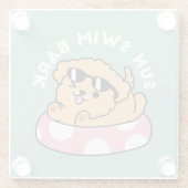 Summer Vibes Hund - Floating Welpe mit Sonnenbrill Glasuntersetzer (Rückseite)